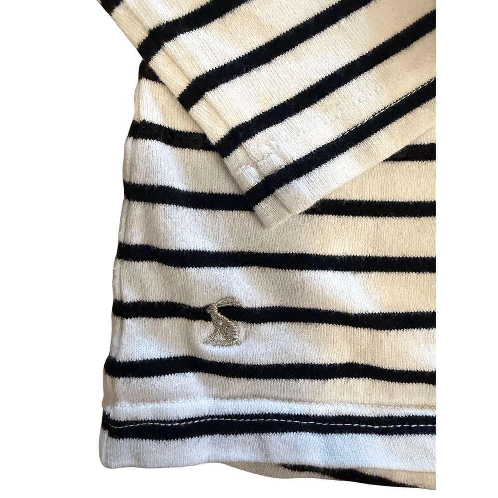 Joules Harbour Luxe Striped Sequin Top Breton Nautical Navy Cream US 12 UK 16 - Picture 3 of 8